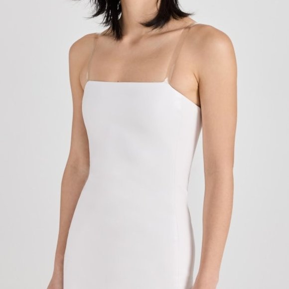 alice + olivia Fifi Clear Strap Vegan Leather Mini Dress Bright White Size 6 - Picture 4 of 4